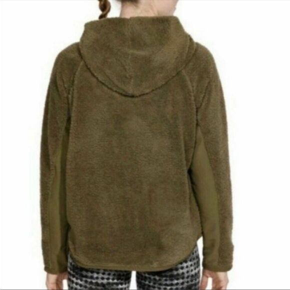 NIKE | Dark Olive Green Sherpa Pullover Hoodie Thermafit Women’s Size Medium - Picture 2 of 11